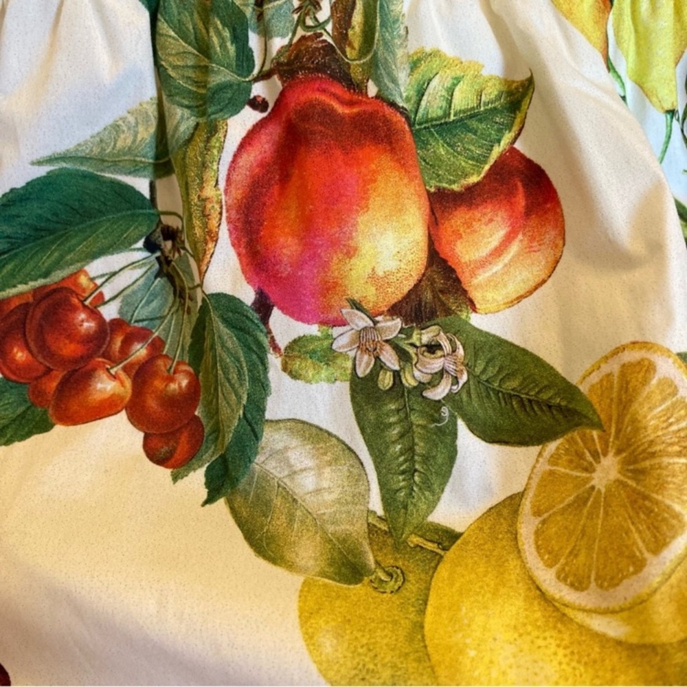 ANTONIO MELANI Set Yellow White Red Fruit Print Floral cotton Skirt & Top - Picture 3 of 11